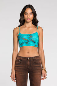 RC Crop top con stampa Marmo Azzurro RKT602-LNH62