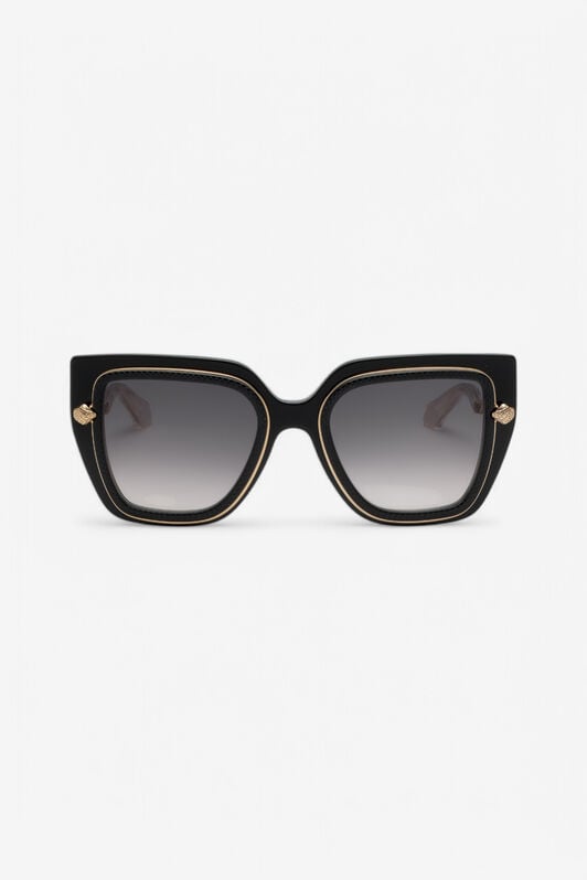 RC Wide and feminine front sunglasses with double ring decoration RC Wide and feminine front sunglasses with double ring decoration Black UALD06-ID201
