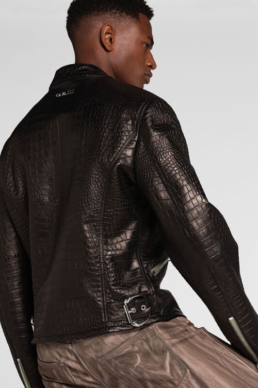 RC Snakeskin-effect leather jacket RC Snakeskin-effect leather jacket Black QRP810-PFF21
