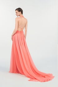 RC Long Silk Dress SALMON PINK WQT129-CQ002