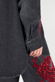 RC Chemise Avec Broderie Et Paillettes Noir/Rouge VQJ161-DN001