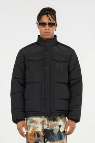 JC Schwarze Daunenjacke mit Monogram JC BLACK VFT113-VF179