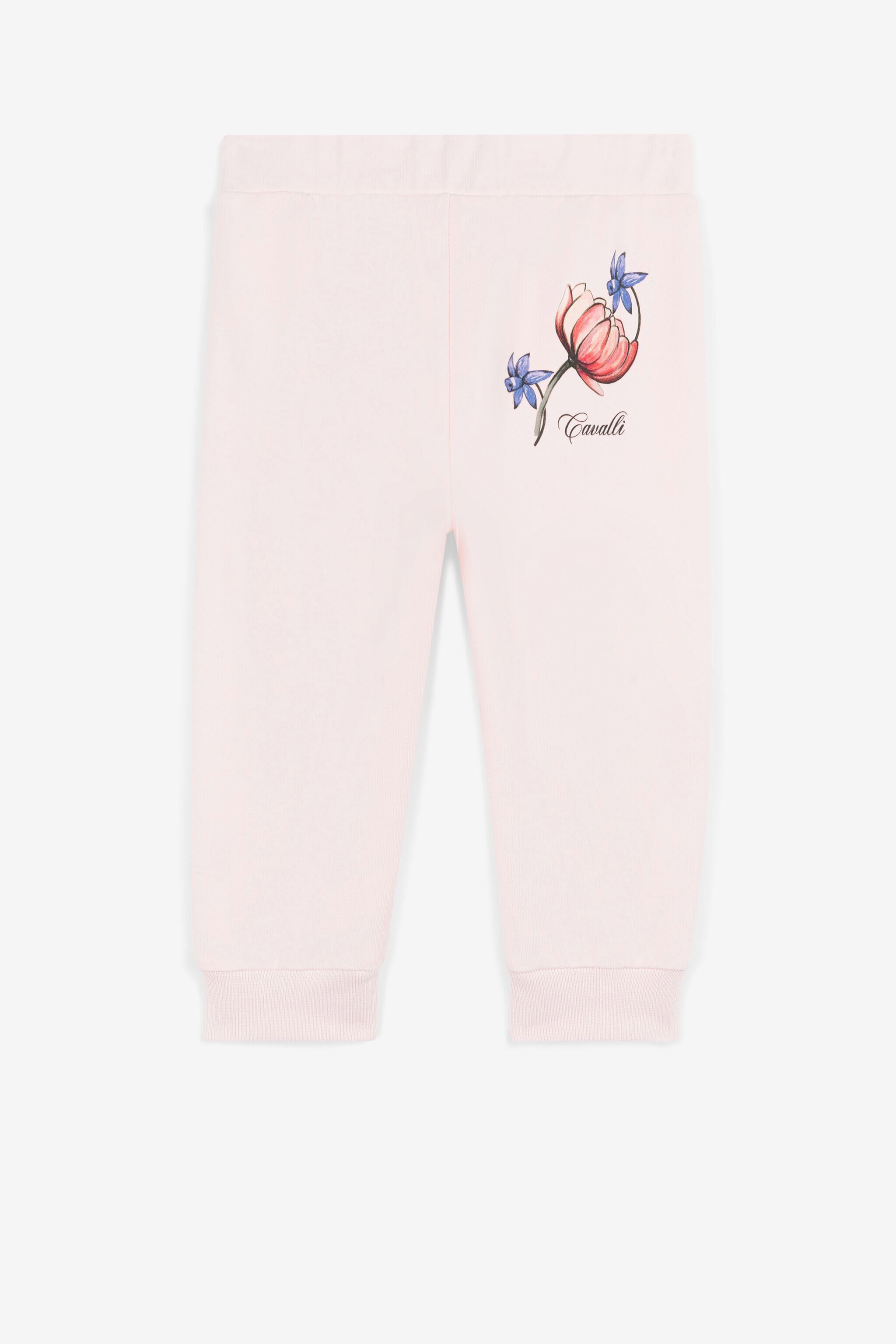 JU Flower And Logo-Print Cotton Sweatpants JU Flower And Logo-Print Cotton Sweatpants Pink QJT213-CF050