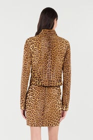 RC Leather Jacket With Leopard Skin Print Brown VKP400-ZV012