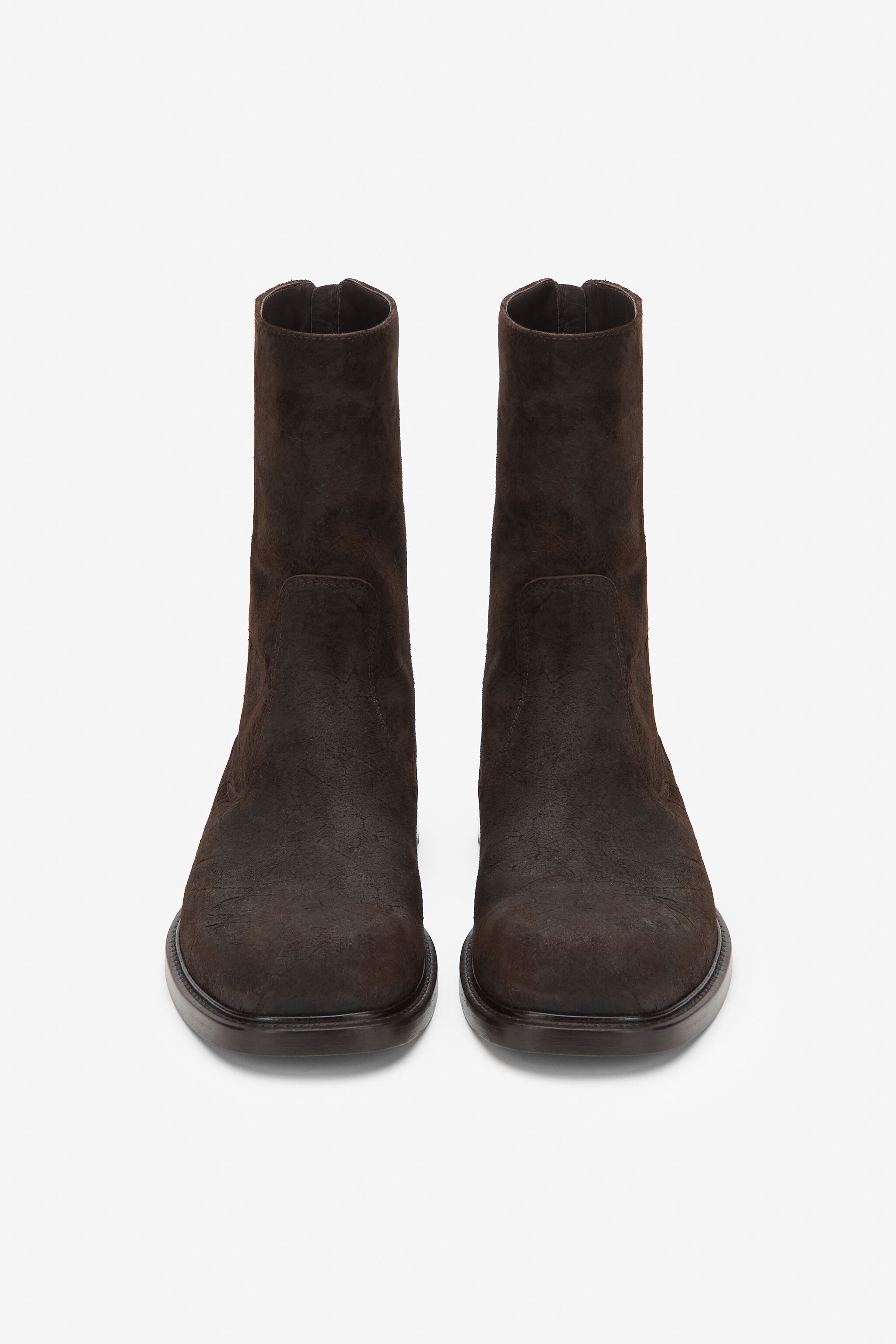 RC Boot in Distressed Leather with Rear Zip RC Boot in Distressed Leather with Rear Zip BROWN XNS002-PZB56