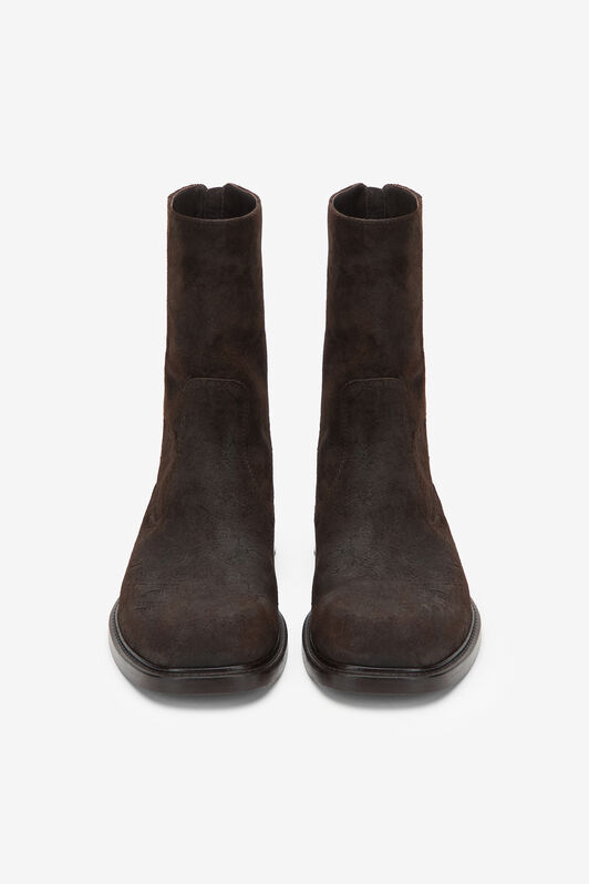 RC Boot in Distressed Leather with Rear Zip RC Boot in Distressed Leather with Rear Zip BROWN XNS002-PZB56