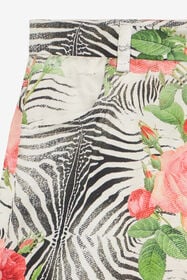JU Shorts With White Tigress And Rose Print MULTICOLOR ZEBRA ROS UJT26B-6DO47