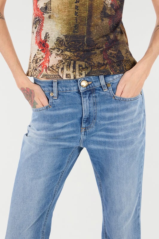 RC Ausgestellte Jeans Mit Monogramm Mirror Snake RC Ausgestellte Jeans Mit Monogramm Mirror Snake Blau UKJ205-DS001