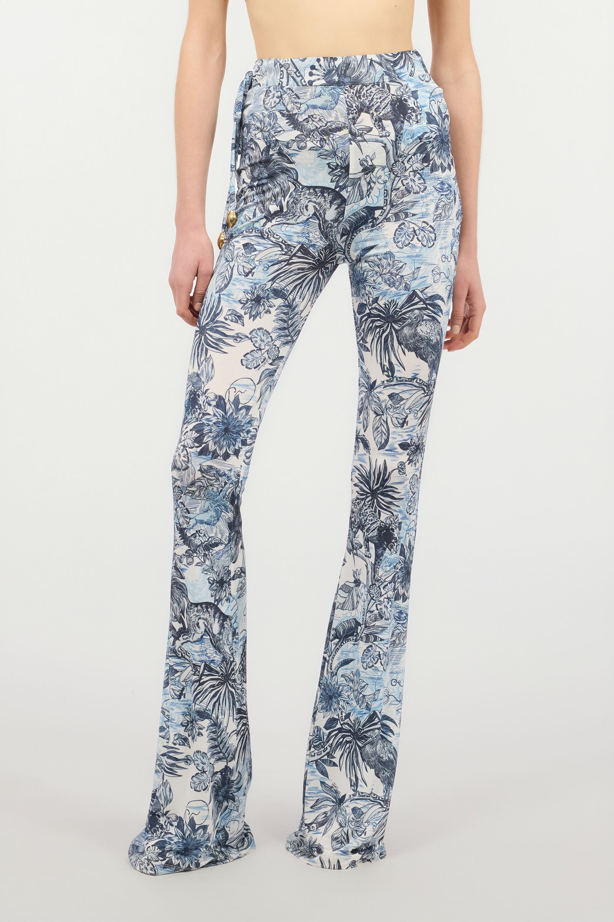 JC Pantalones Acampanados Con Estampado Integral JC Pantalones Acampanados Con Estampado Integral Azul claro UFT086-UF125