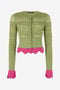RC Cardigan en maille aux détails contrastés RC Cardigan en maille aux détails contrastés LIGHT GREEN WQM905-MA018