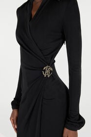 RC Midi Dress With Mirror Snake Monogram Black VQT108-JE034