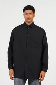 RC Plain Shirt with Embossed Serpent Motif BLACK WRT729-GA058