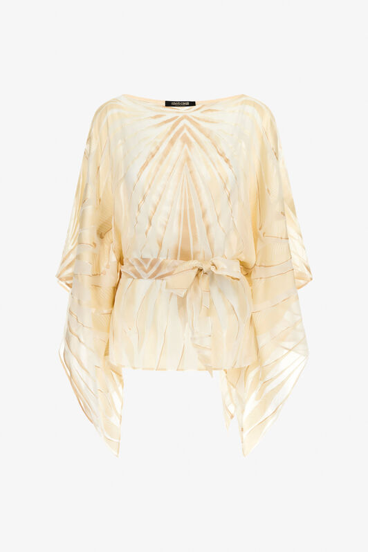 RC Kaftan Aus Seidenmischung mit Ray of Gold-Print Elfenbein TKT725-HLI15