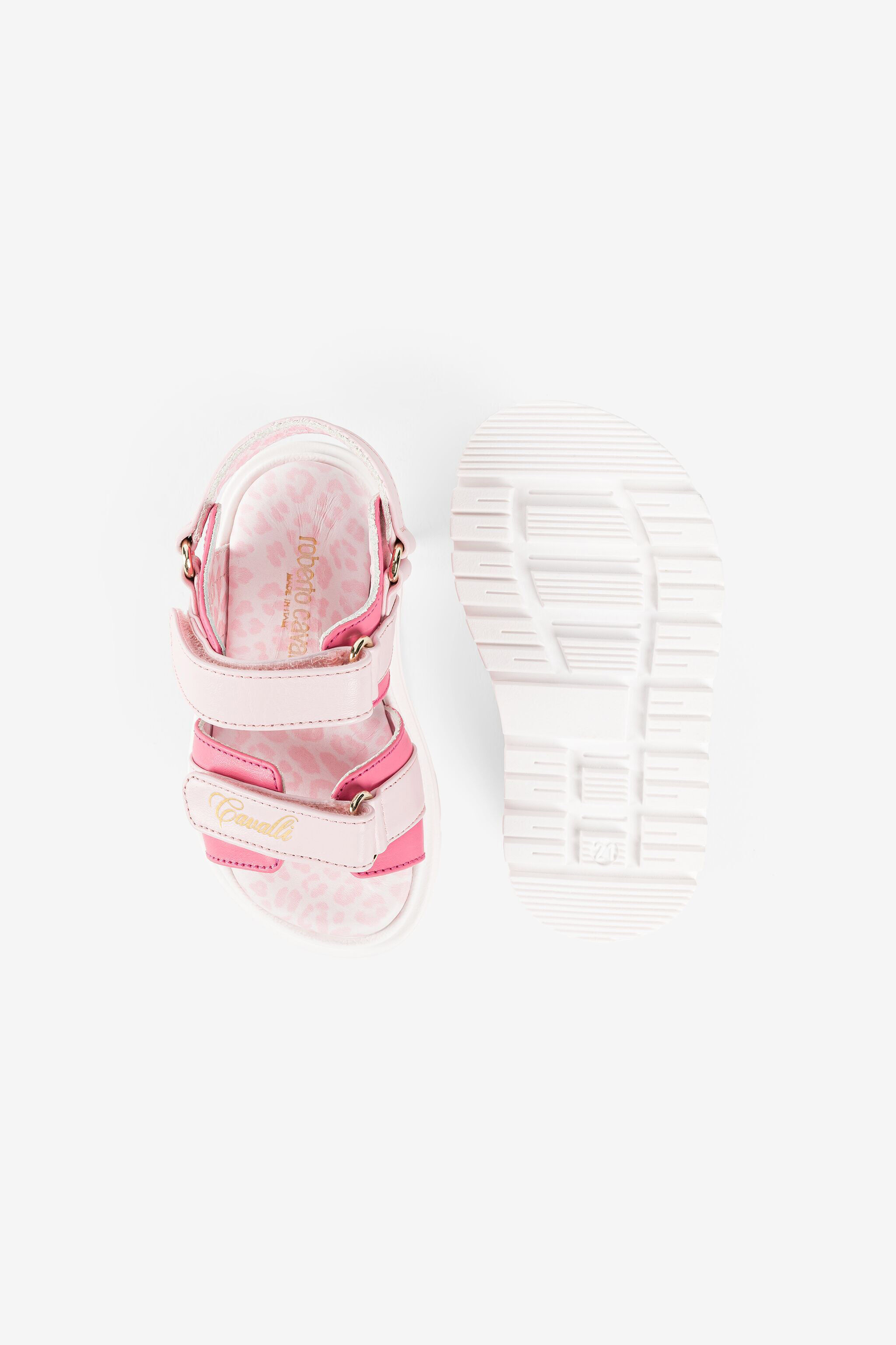 JU Sandalen mit Leoparden-Print und Logo JU Sandalen mit Leoparden-Print und Logo Rosa Q61122-Q0025
