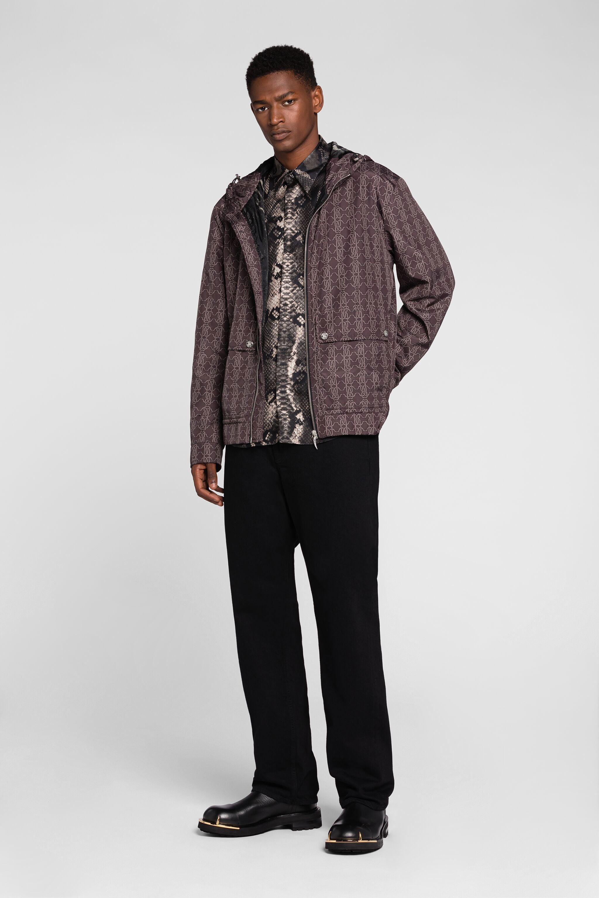 RC RC Monogram-Print Coat RC RC Monogram-Print Coat Brown PRT510-9ME43
