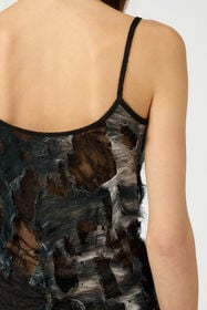 RC Top con estampado Fur sobre encaje con efecto desgastado BLACK/BEIGE XWT605-7HT79