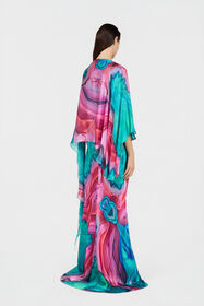 RC Maxi Dress in Silk with Agata Print VERDE/ROSA VWT199-TYR79