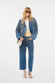 JC Vaqueros Culotte De Denim Con Pedrería Azul UFJ012-UF139