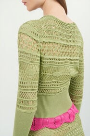 RC Knit cardigan with contrast details LIGHT GREEN WQM905-MA018