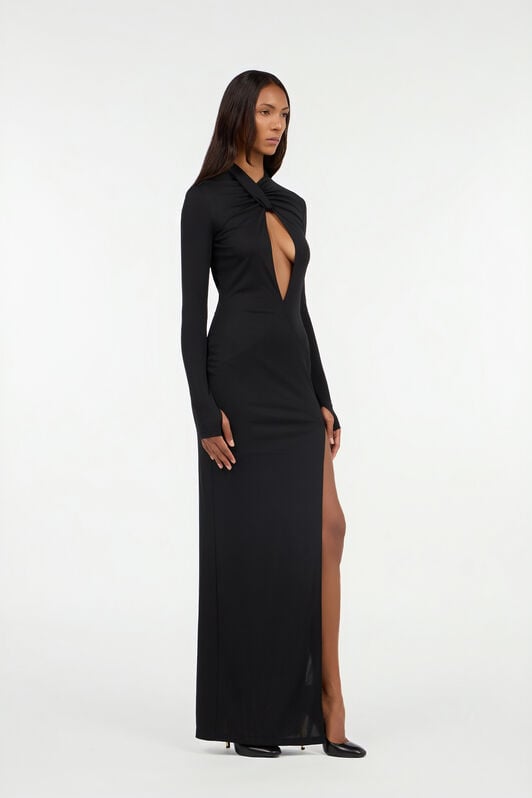 JC Long black dress with cut-out and slit JC Long black dress with cut-out and slit BLACK VFT283-VF433