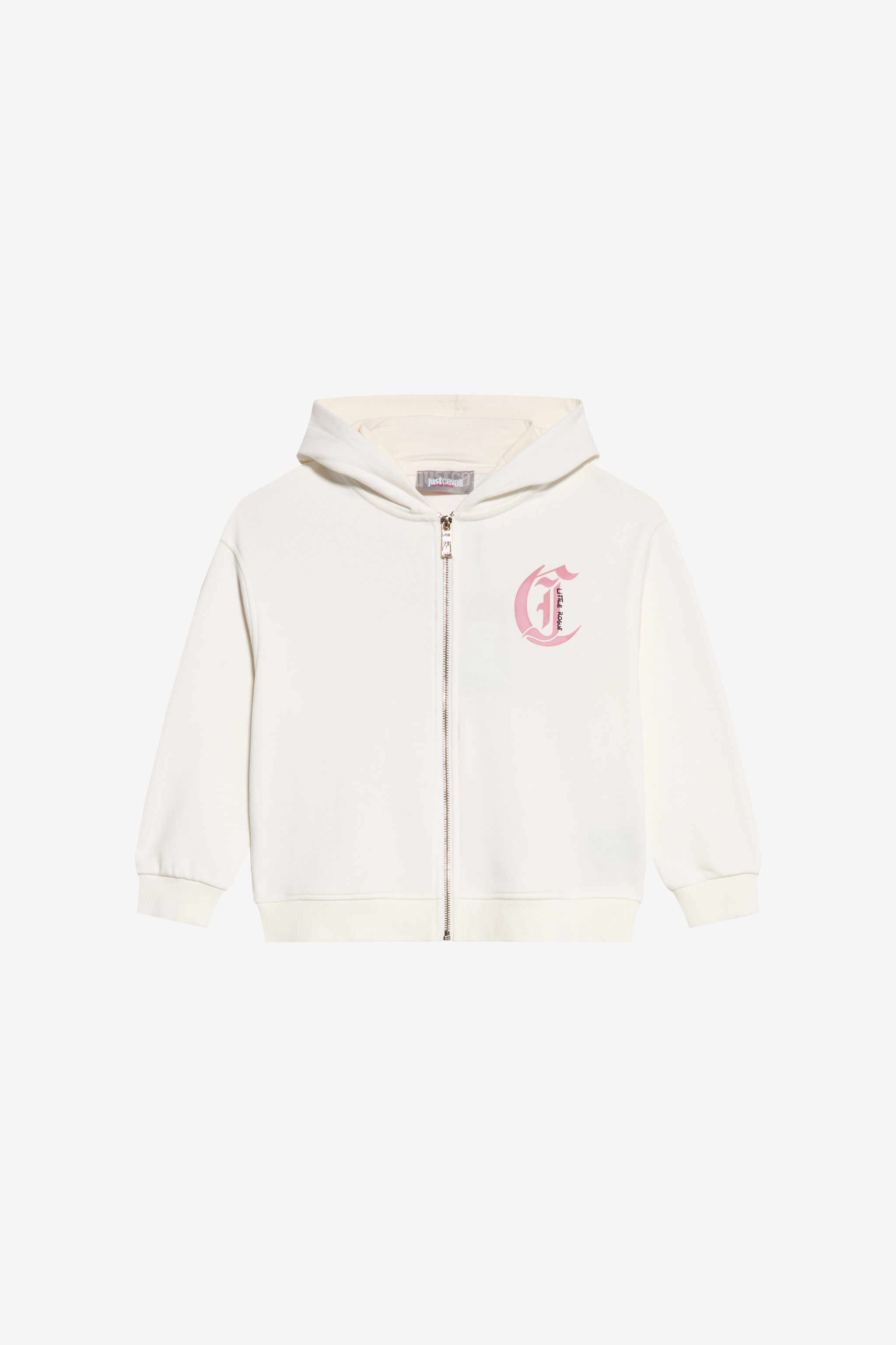 JC Ivory Zip-Up Hoodie with Pink Flower JC Ivory Zip-Up Hoodie with Pink Flower MARSHMALLOW XFT68A-CF026