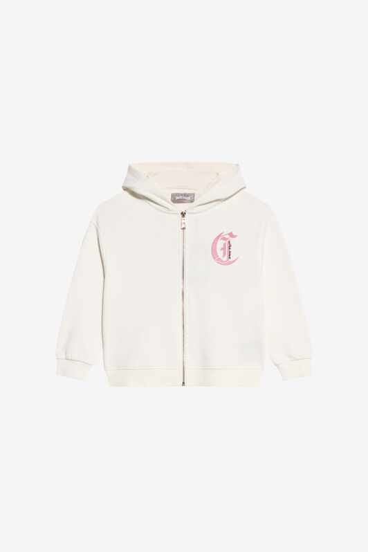 JC Ivory Zip-Up Hoodie with Pink Flower JC Ivory Zip-Up Hoodie with Pink Flower MARSHMALLOW XFT68A-CF026