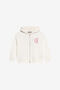 JC Ivory Zip-Up Hoodie with Pink Flower JC Ivory Zip-Up Hoodie with Pink Flower MARSHMALLOW XFT68A-CF026