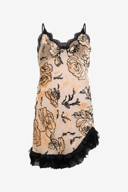 RC Floral Devoré Silk Dress Mini ROSA/NERO VKT118-FC008