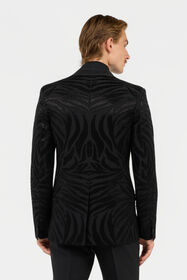 RC Black Beaded Animal-Stripe Blazer Black SRT402-VW001