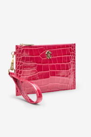 RC Crocodile-Effect Flat Clutch Fuchsia VKA005-PZ975