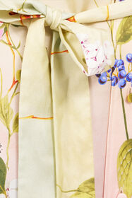 RC Long Silk Dress with Miami Flowers Print GREEN/FUCHSIA WQT103-OZR32