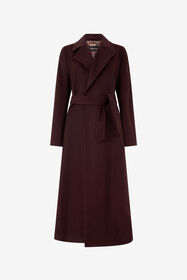 RC Burgundy Belted Coat With Leopard Print Lining BURGUNDY TOT50B-GA001