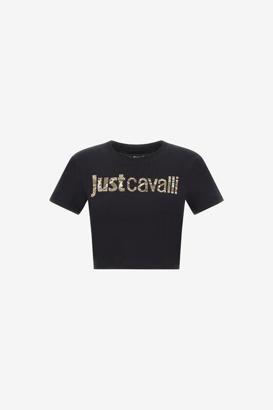 JC Just Cavalli Logo T-Shirt JC Just Cavalli Logo T-Shirt Schwarz RKT861-RK367
