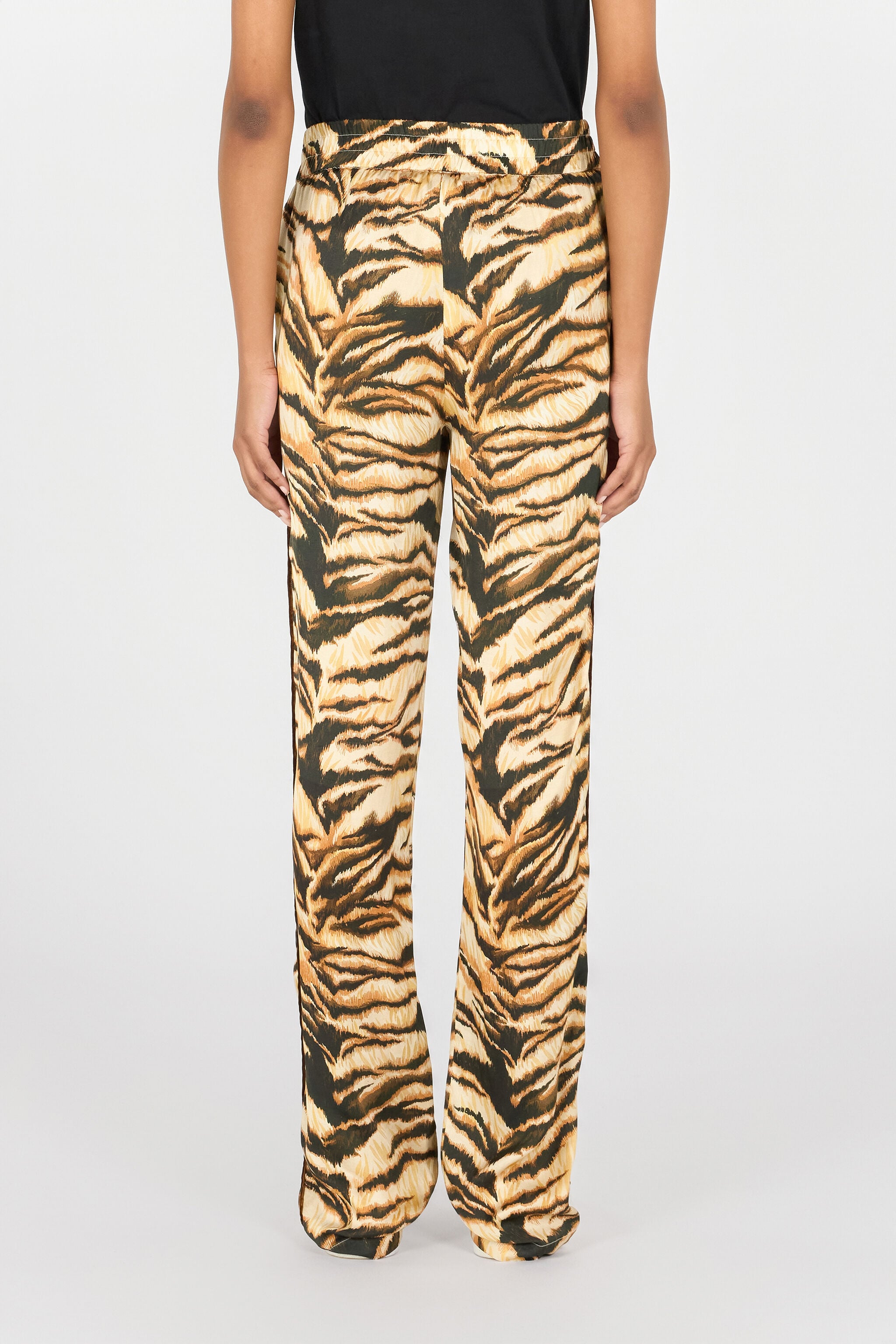 RC High-waisted tiger-print trousers RC High-waisted tiger-print trousers Marrón claro RKT210-SZH36