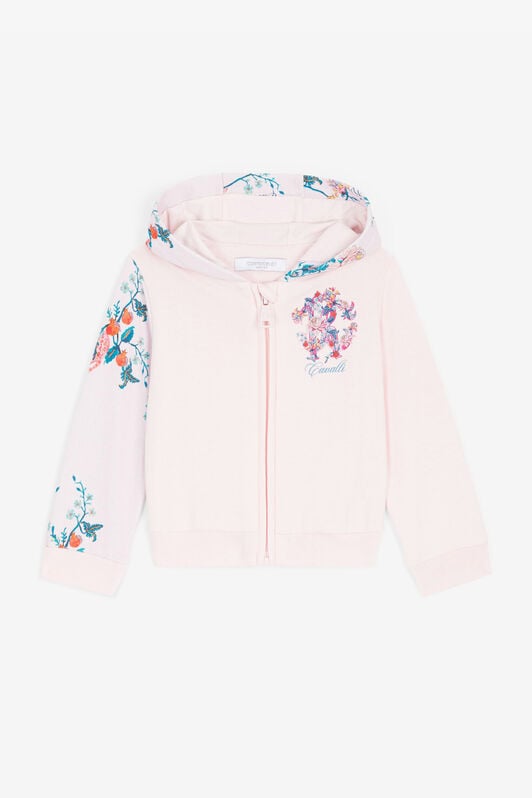JU Sudadera de algodón con capucha y estampados Floral y Jaguar JU Sudadera de algodón con capucha y estampados Floral y Jaguar Rosa RJT904-CF050