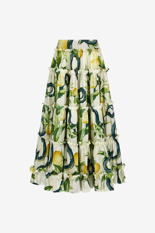 RC Pleated Lemon print skirt RC Pleated Lemon print skirt Elfenbein SKT303-CDI89