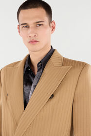 RC Striped Double-Breasted Jacket Light Brown VRT420-GE003