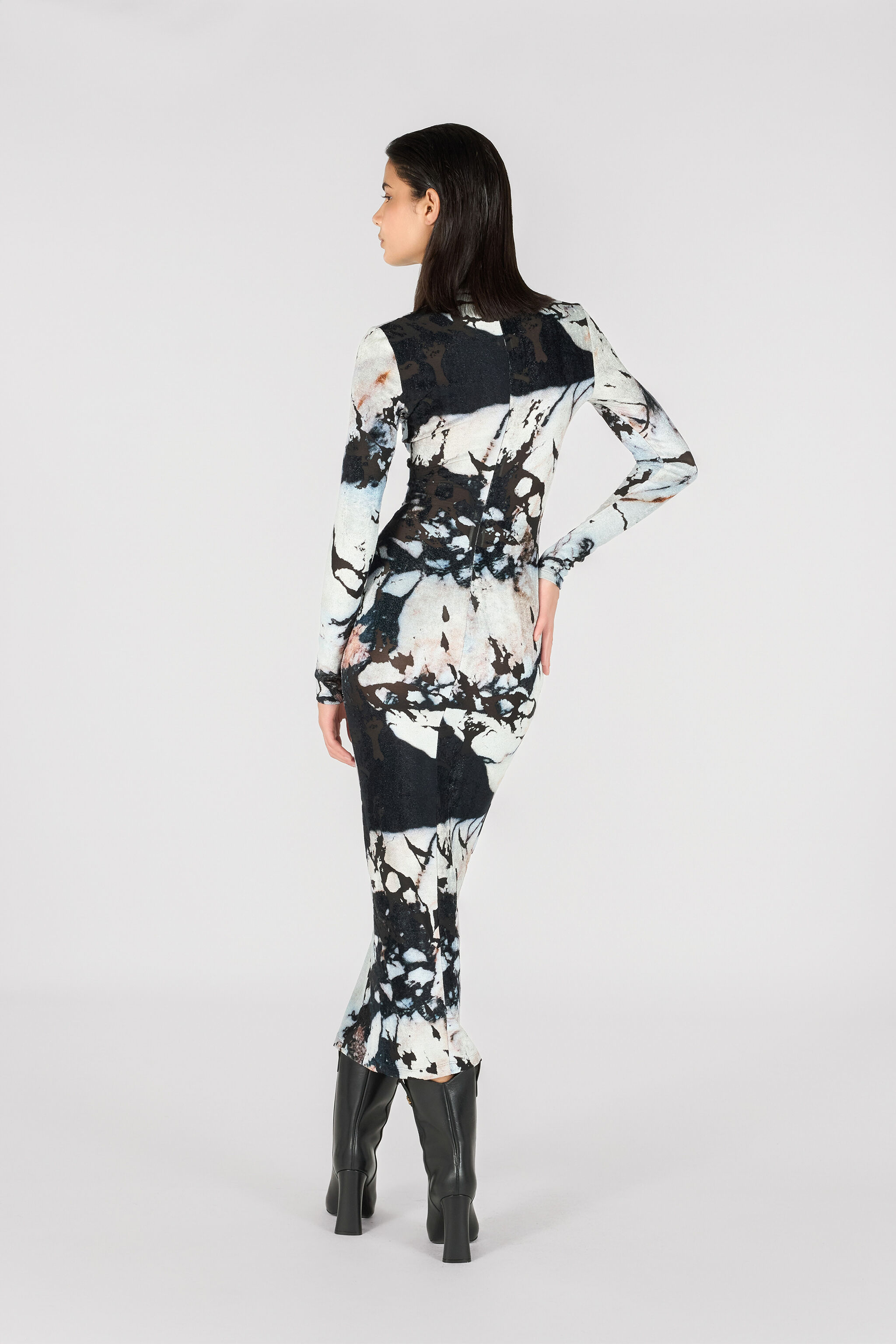 RC Long dress with Marble print RC Long dress with Marble print Black/White TWT141-CPN18