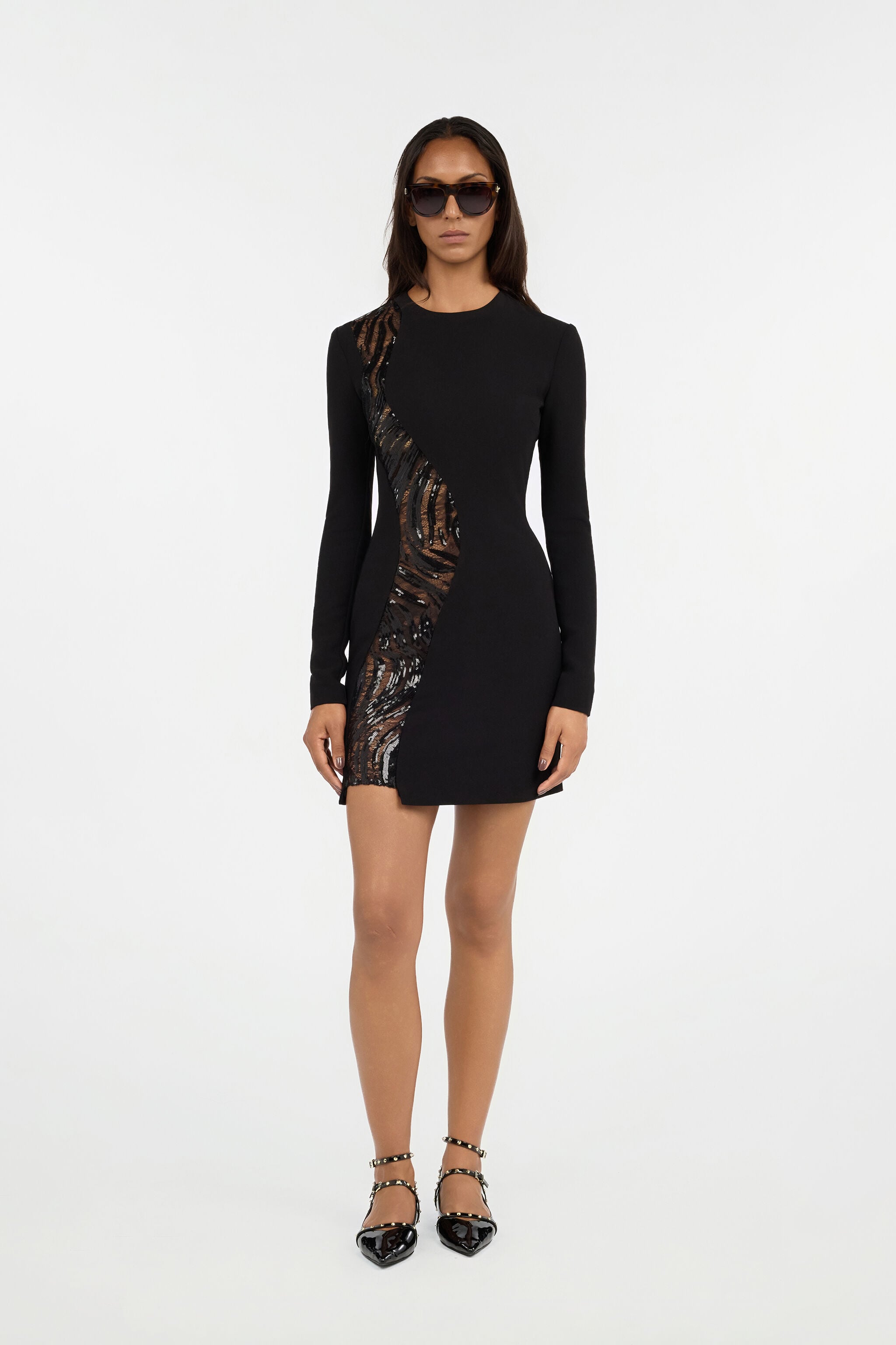 JC Black Mini Dress With Sequin Insert JC Black Mini Dress With Sequin Insert BLACK VFT274-VF424