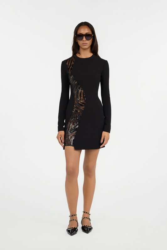 JC Black Mini Dress With Sequin Insert JC Black Mini Dress With Sequin Insert BLACK VFT274-VF424