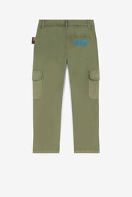 JU Logo-Print Cotton Cargo Trousers Dark green QJT232-CE035