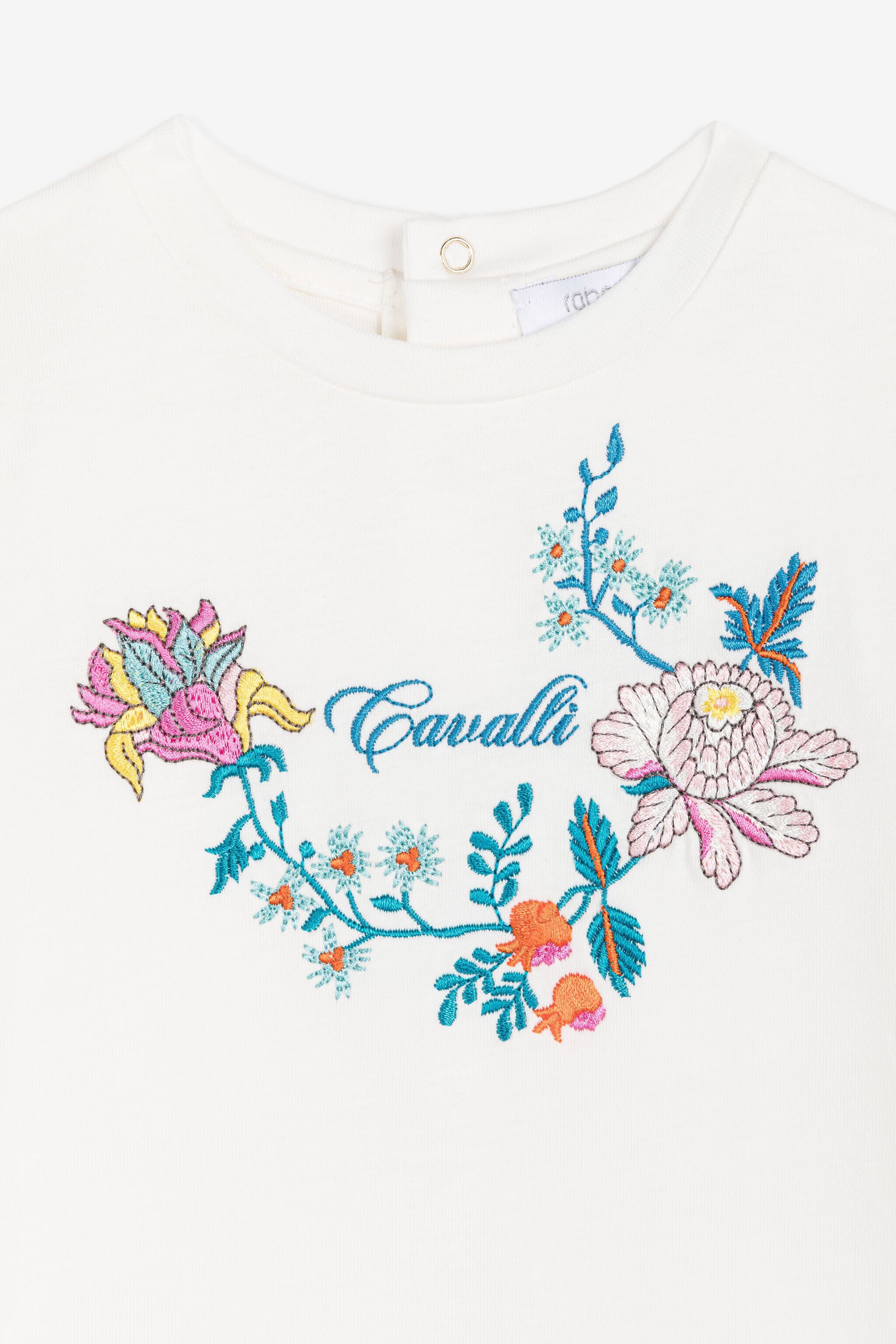 JU Floral-Embroidered Cotton T-Shirt JU Floral-Embroidered Cotton T-Shirt Weiß RJT602-JD001