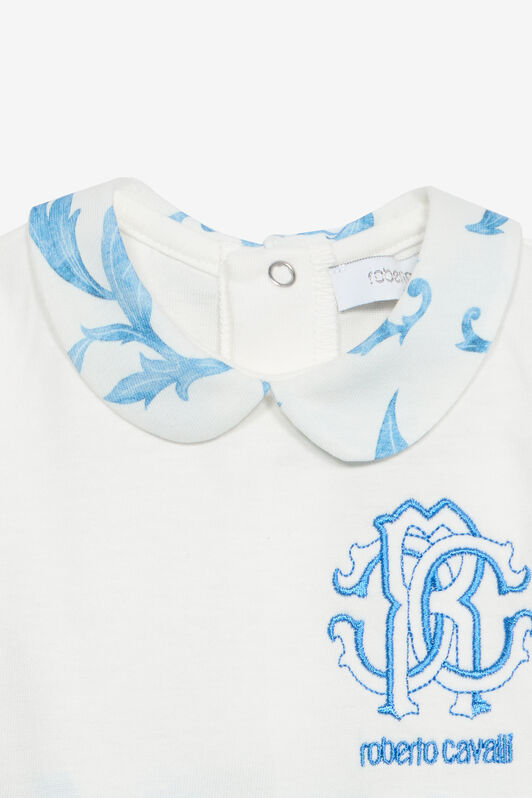 JU Romper Suit And Hat Set With RC Monogram JU Romper Suit And Hat Set With RC Monogram Light blue UJT812-JD001