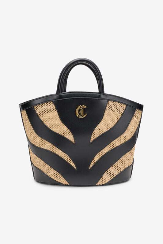 JC Schwarze Tote-Bag Mit Gewebtem Zebramotiv 717+899 UFB115-UF484