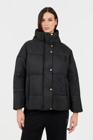 RC Schwarze Kurze Steppjacke mit Goldknopf BLACK TOT40A-FT003