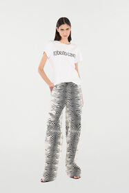 RC Stretch Cotton Pants With White Tigress Print Черный/Белый UKT211-3AN49
