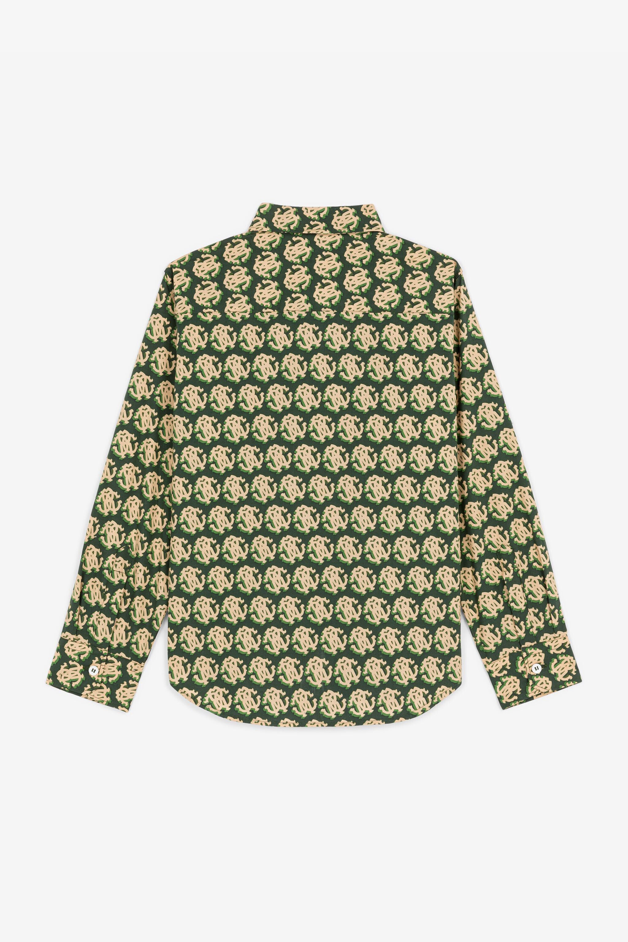 JU RC Monogram-Print Cotton Shirt JU RC Monogram-Print Cotton Shirt Green RJT70F-4FH94