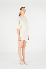 RC Solid Linen Short Dress Ivory UWT131-LG018