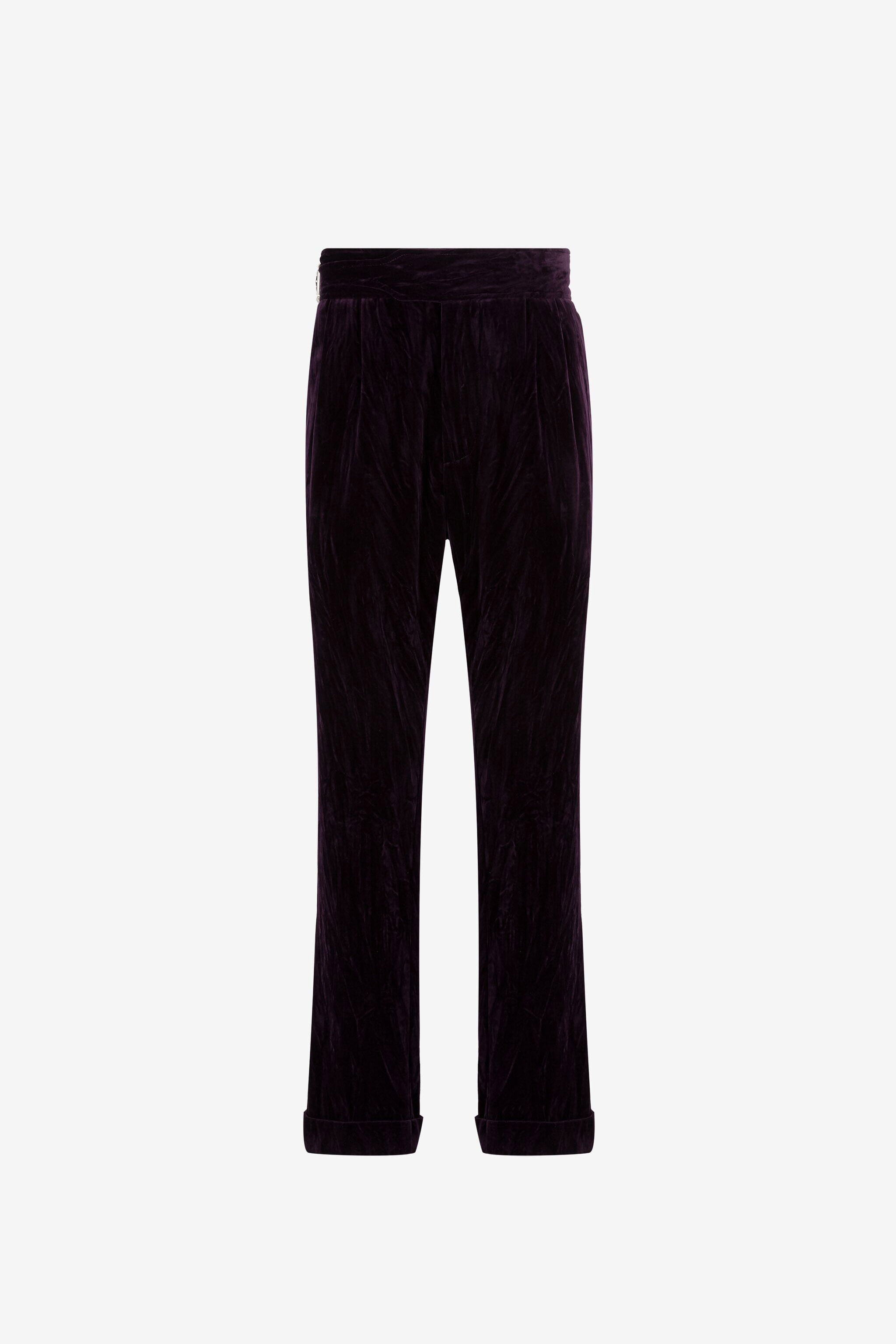 RC Pleated Velvet Trousers Purple PNT204-VL063