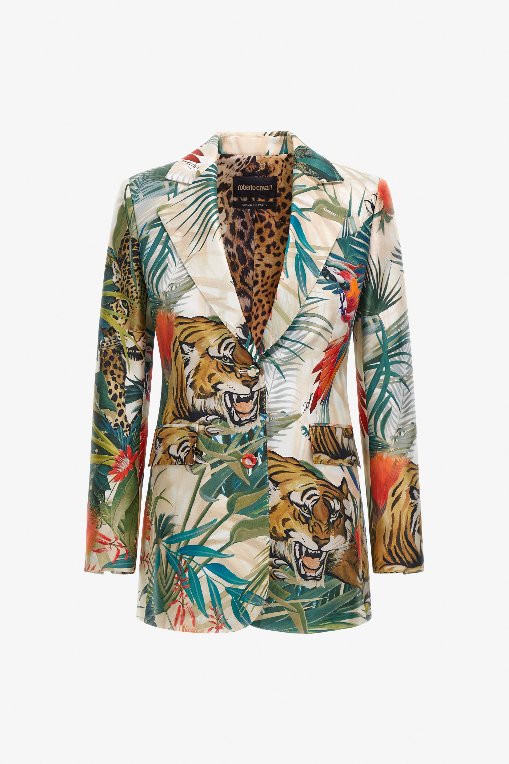 RC Jungle Print Silk Blazer RC Jungle Print Silk Blazer Green SKT405-4QI88